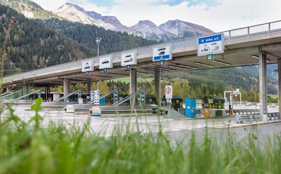 St. Jakob toll station on the S 16 Arlberg expressway